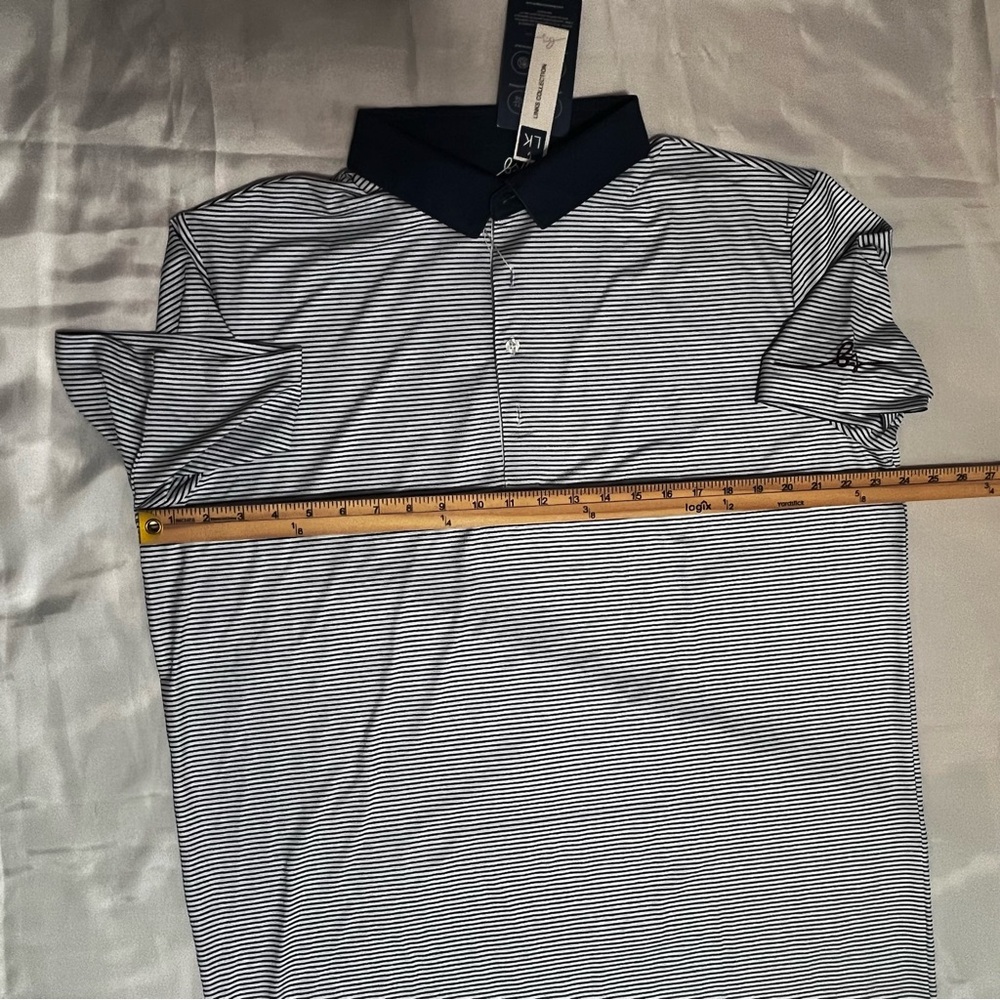 Boston Scott Men’s Stretch Golf Polo Shirt Blue/White Striped Sz XXL NWT - Picture 7 of 8